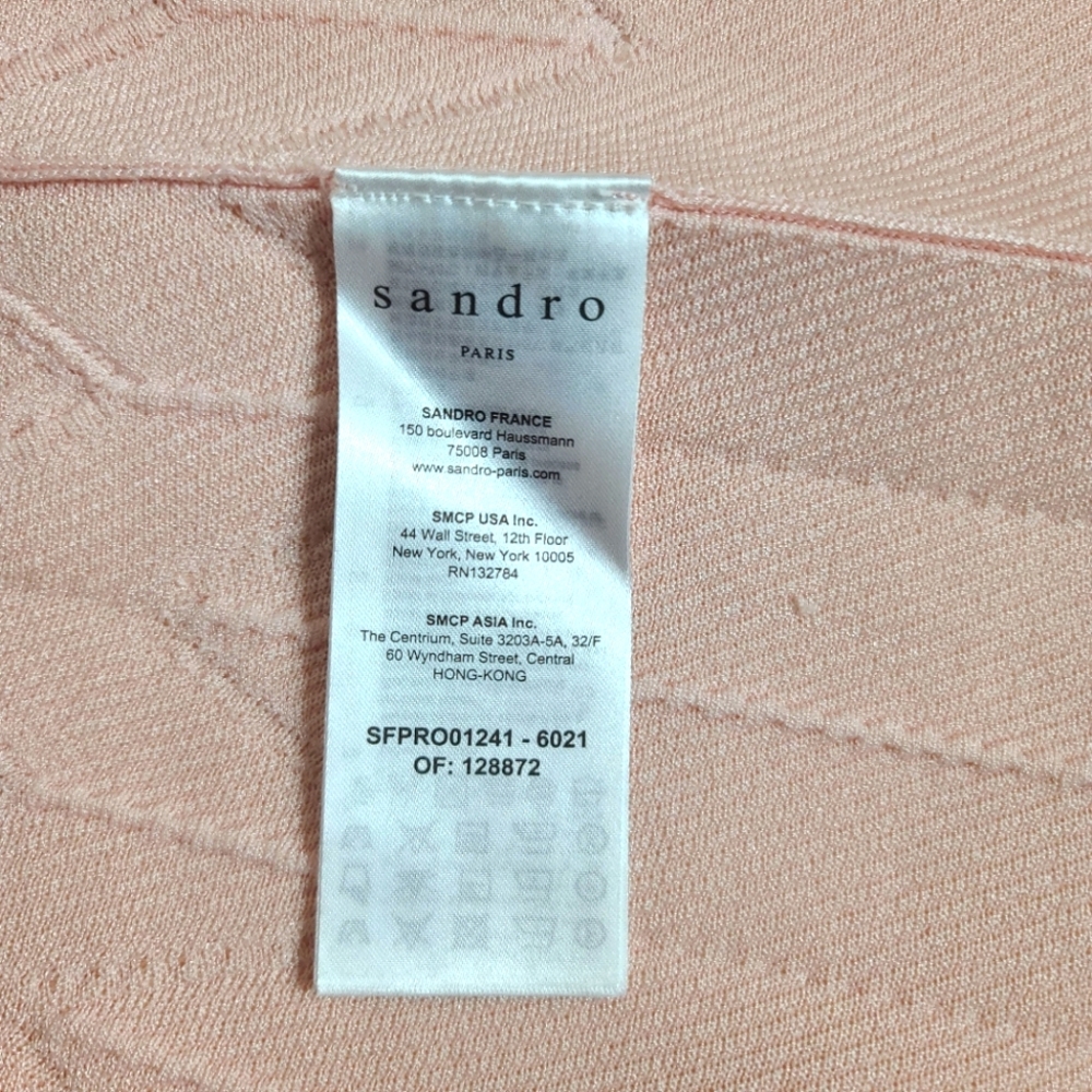 NWT SANDRO Esmera Wrap Effect Knitted Dress In Polaro Pink Size 6 - Picture 8 of 12
